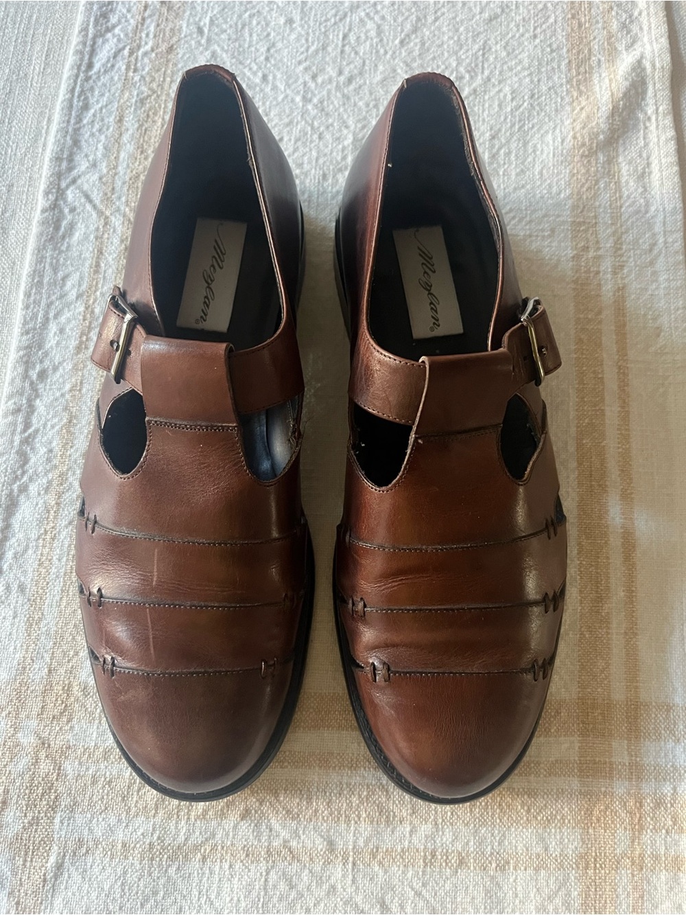 Mezclan Troy Brown Leather Men's Fisherman Shoes Size 10.5
